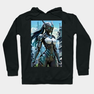 Anime Cybernetic Female Soldier Cyborg Mecha futuristic poster Hoodie